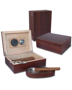 Bookwill Humidor - Giftset - Mat Walnut - 240x180x82mm