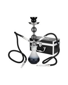 HOOKAH - WATERPIJP SET (2-SLANGEN) - ZWART - IN ALUKOFFER